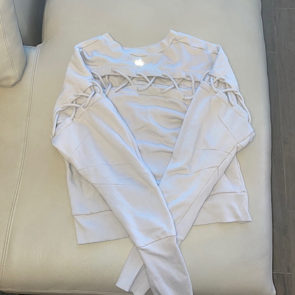 Alo woven back and arm crewneck